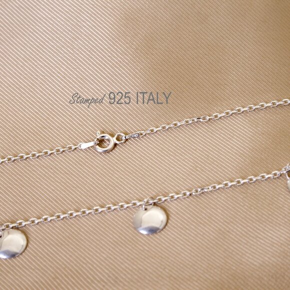 Elegant Sterling Silver Link Necklace with Disks, Stamped 925 Italy - Picture 7 of 8